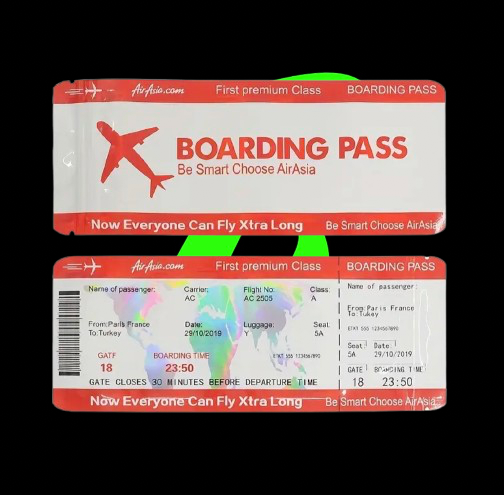 Boarding Pass Mylar Bags